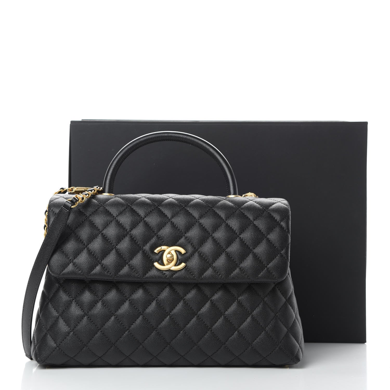 Chanel Caviar Quilted Medium Coco Handle Flap Black 11 of 11