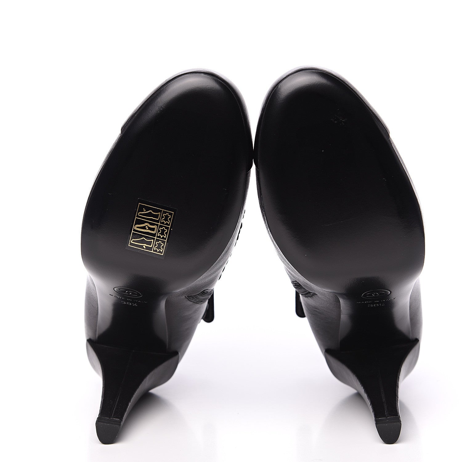 Chanel Calfskin CC Cap Toe Lambskin Booties 38.5 Black 5 of 8