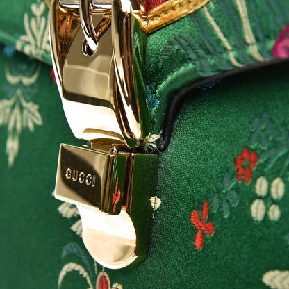 Gucci Jacquard Floral Medium Sylvie Top Handle Bag Green Multicolor Black 12 of 16