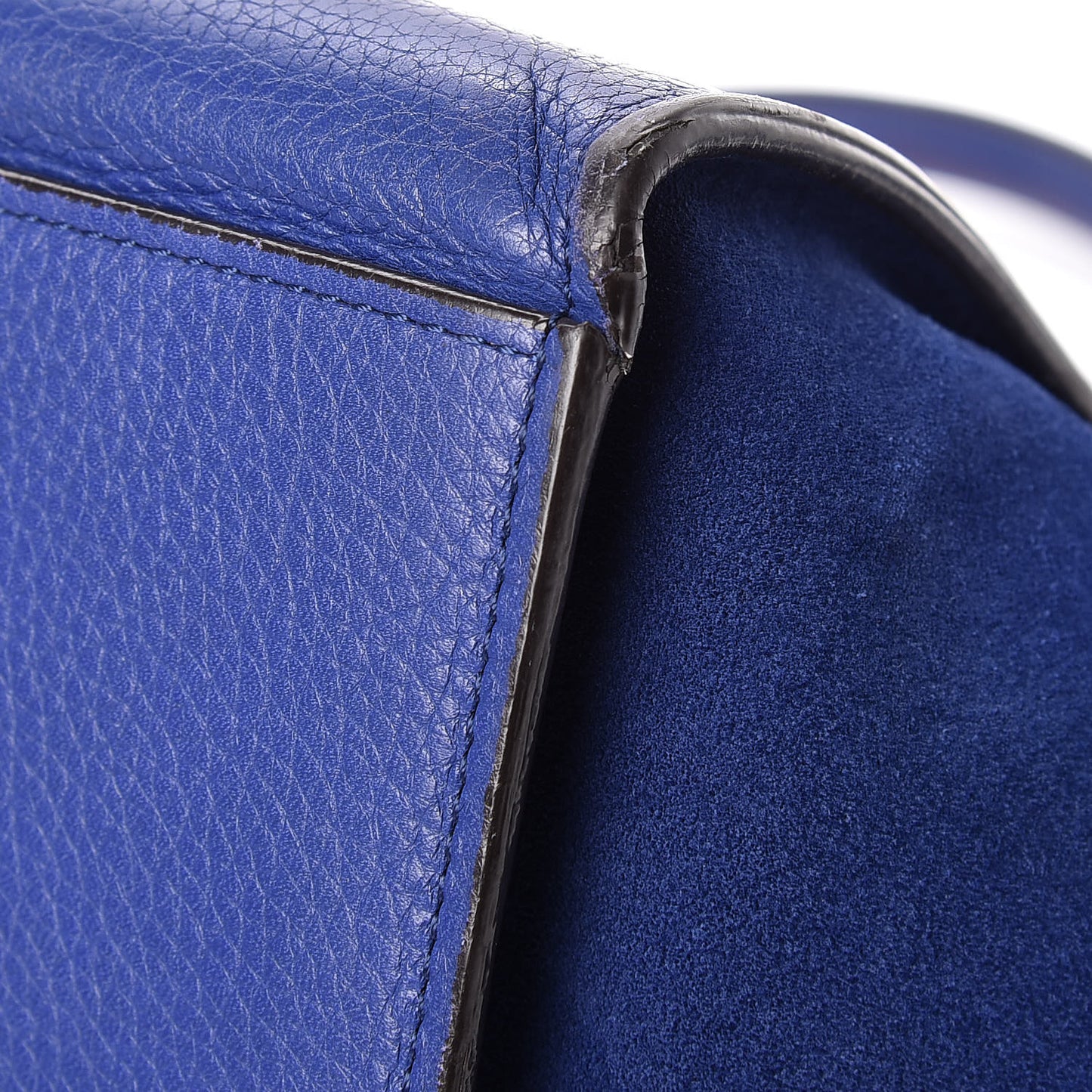 Drummed Calfskin Suede Small Trapeze Indigo