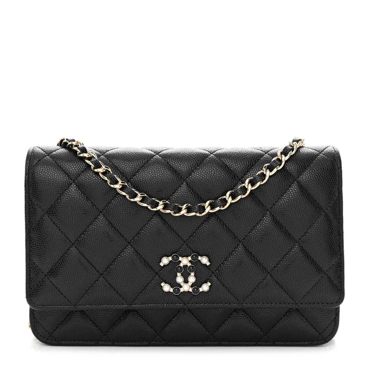 Caviar Quilted Coco Candy Wallet On Chain WOC Black