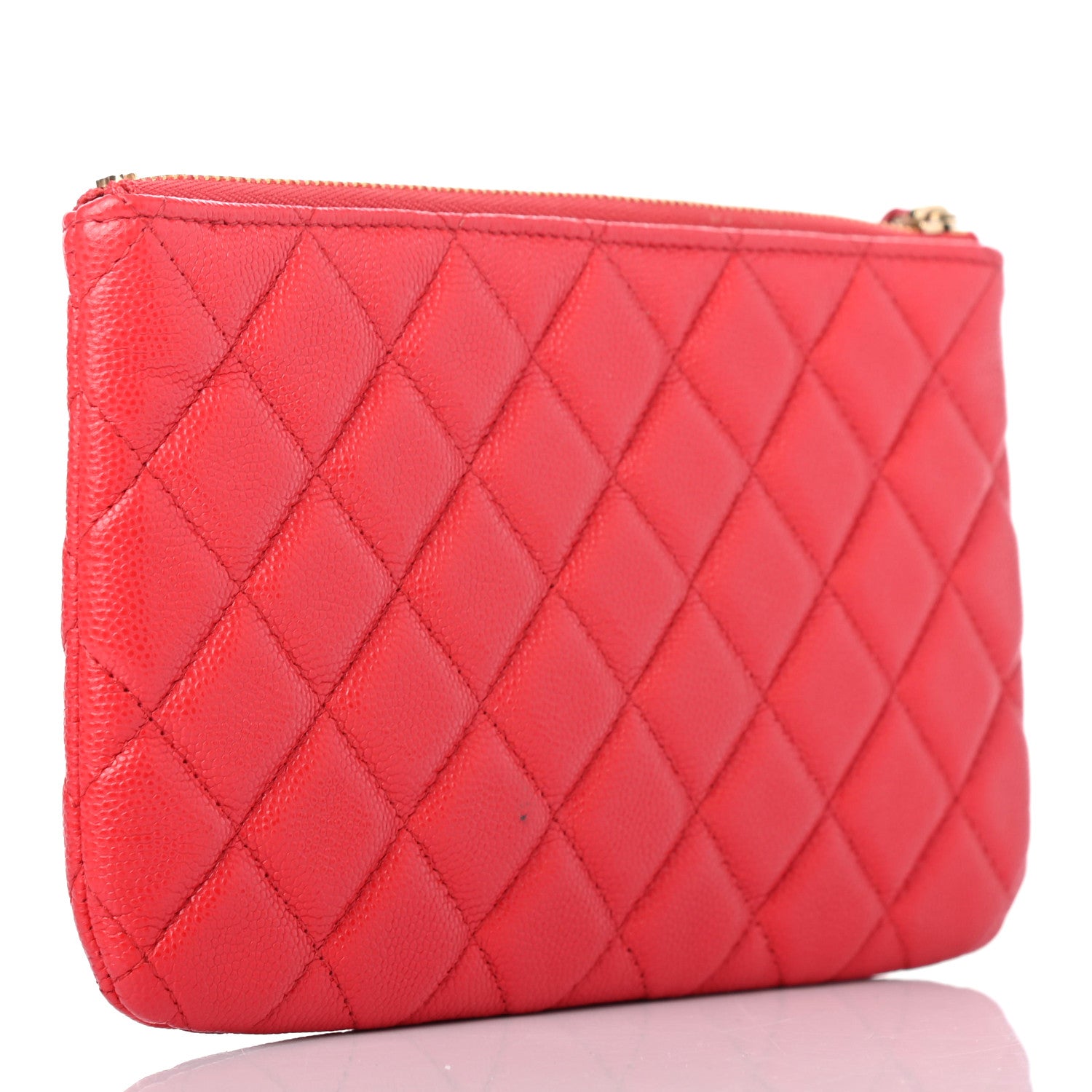 Chanel Caviar Quilted Cosmetic Case Red 2 of 5