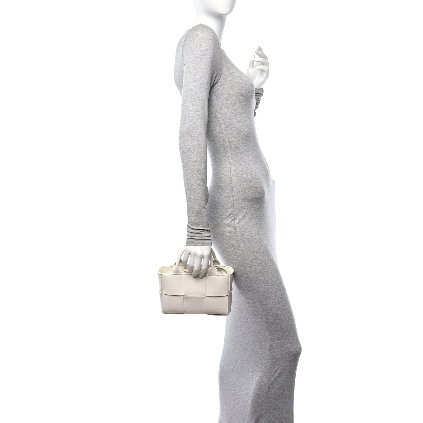 Lambskin Maxi Intreccio Candy Arco Tote White