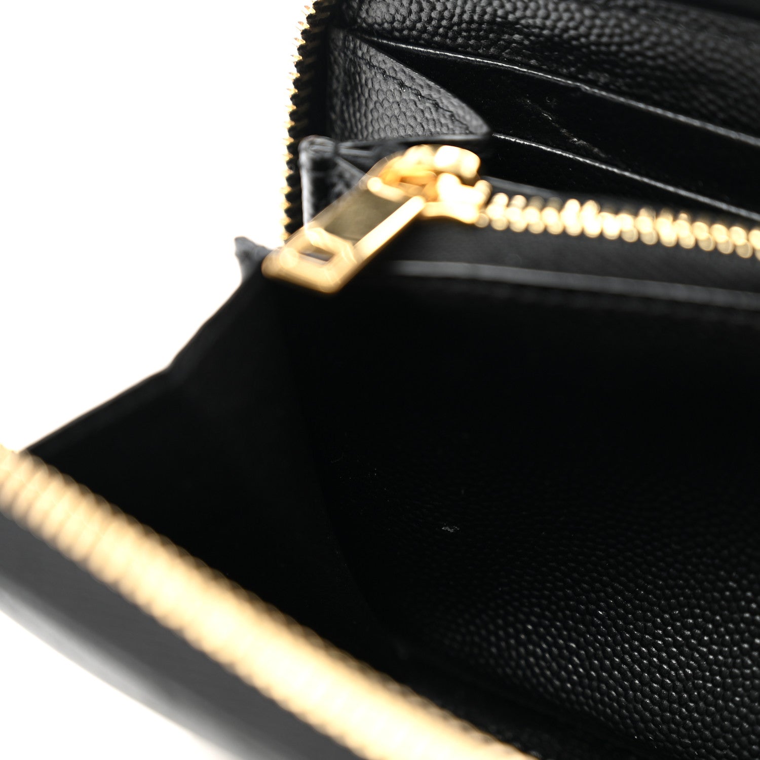 Saint Laurent Grain De Poudre Matelasse Chevron Monogram Zip Around Wallet Black 8 of 10