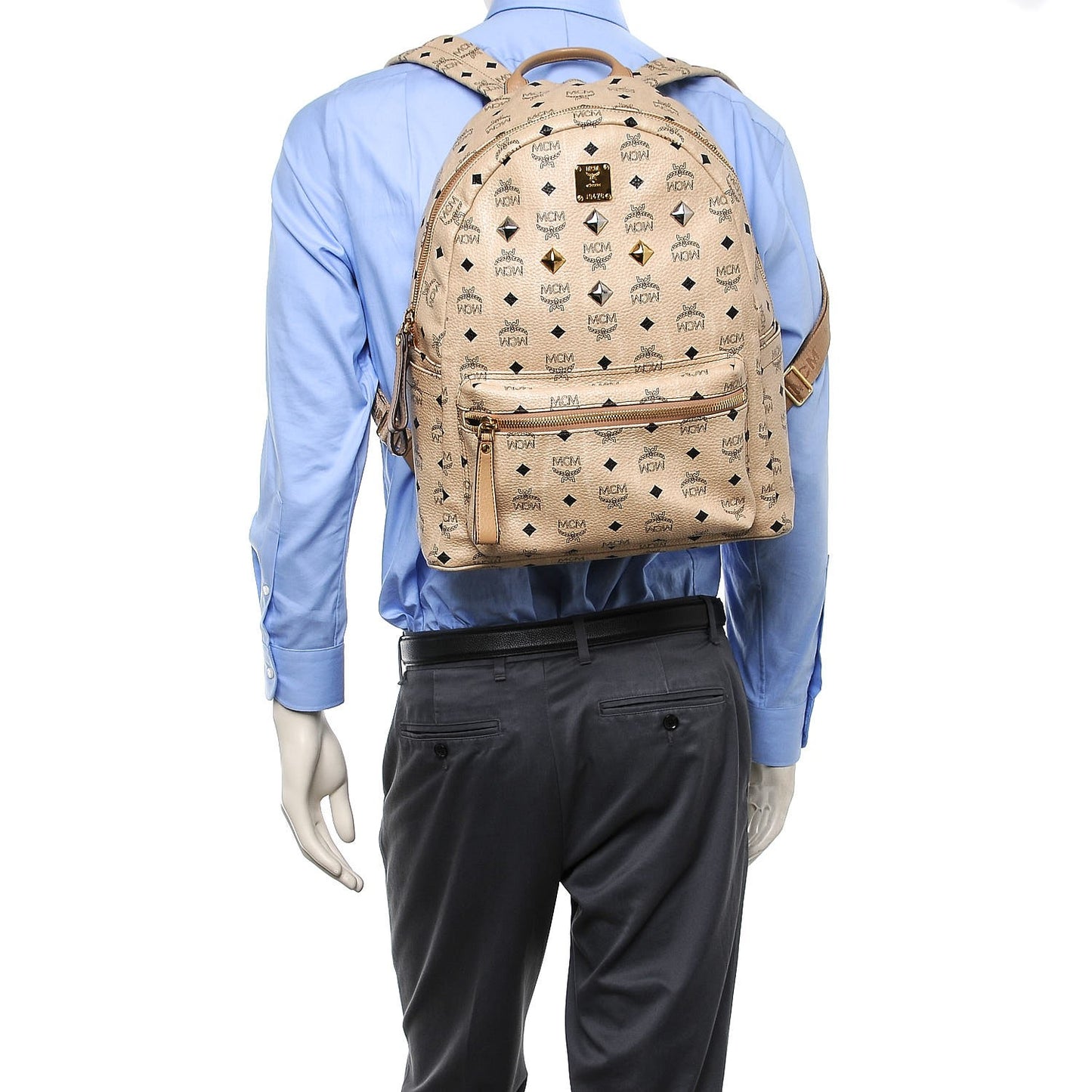 Visetos Medium Studded Stark Backpack Beige