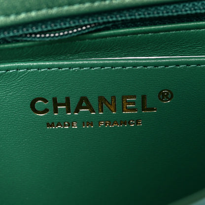 Chanel Iridescent Calfskin Quilted Mini Rectangular Flap Green 6 of 11
