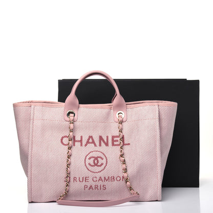 Chanel Mixed Fibers Calfskin Medium Deauville Tote Rose Pink 23 of 23