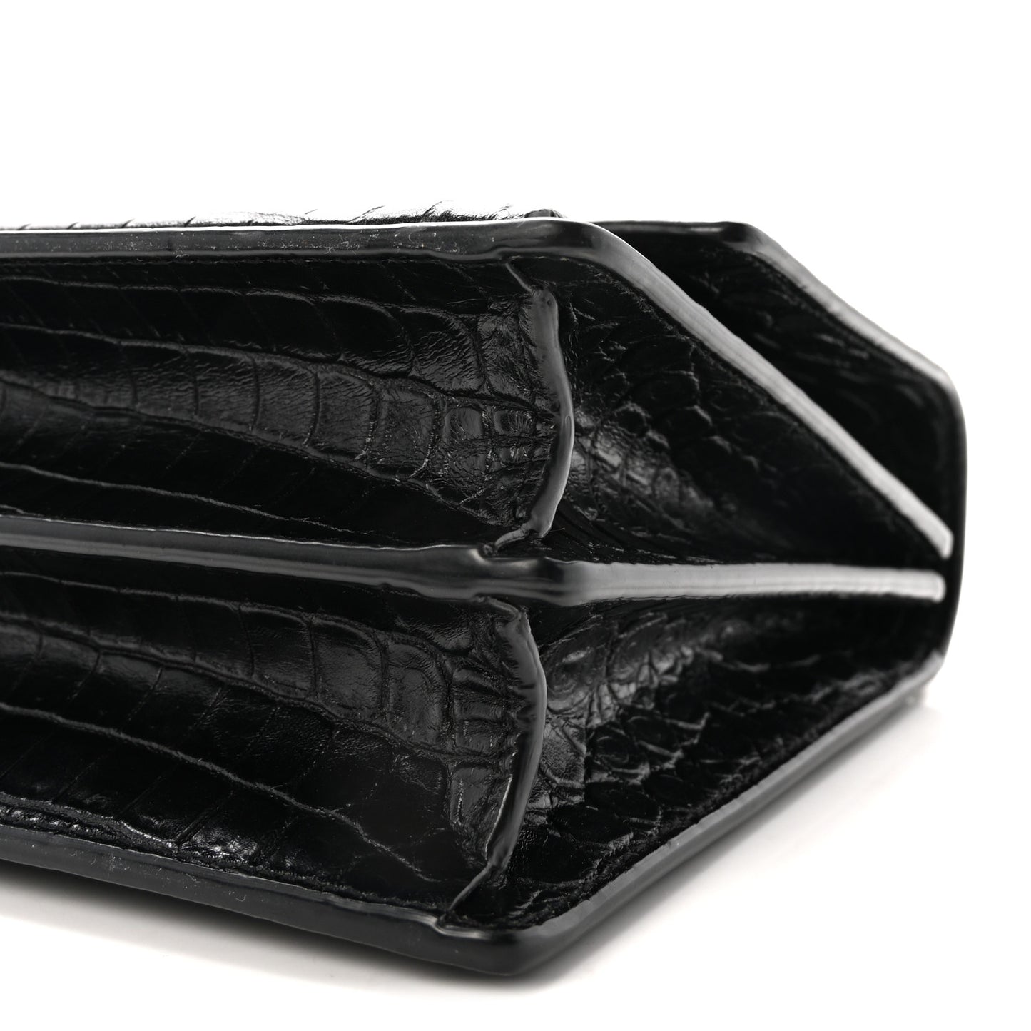 Calfskin Crocodile Embossed Medium Monogram Sunset  Black