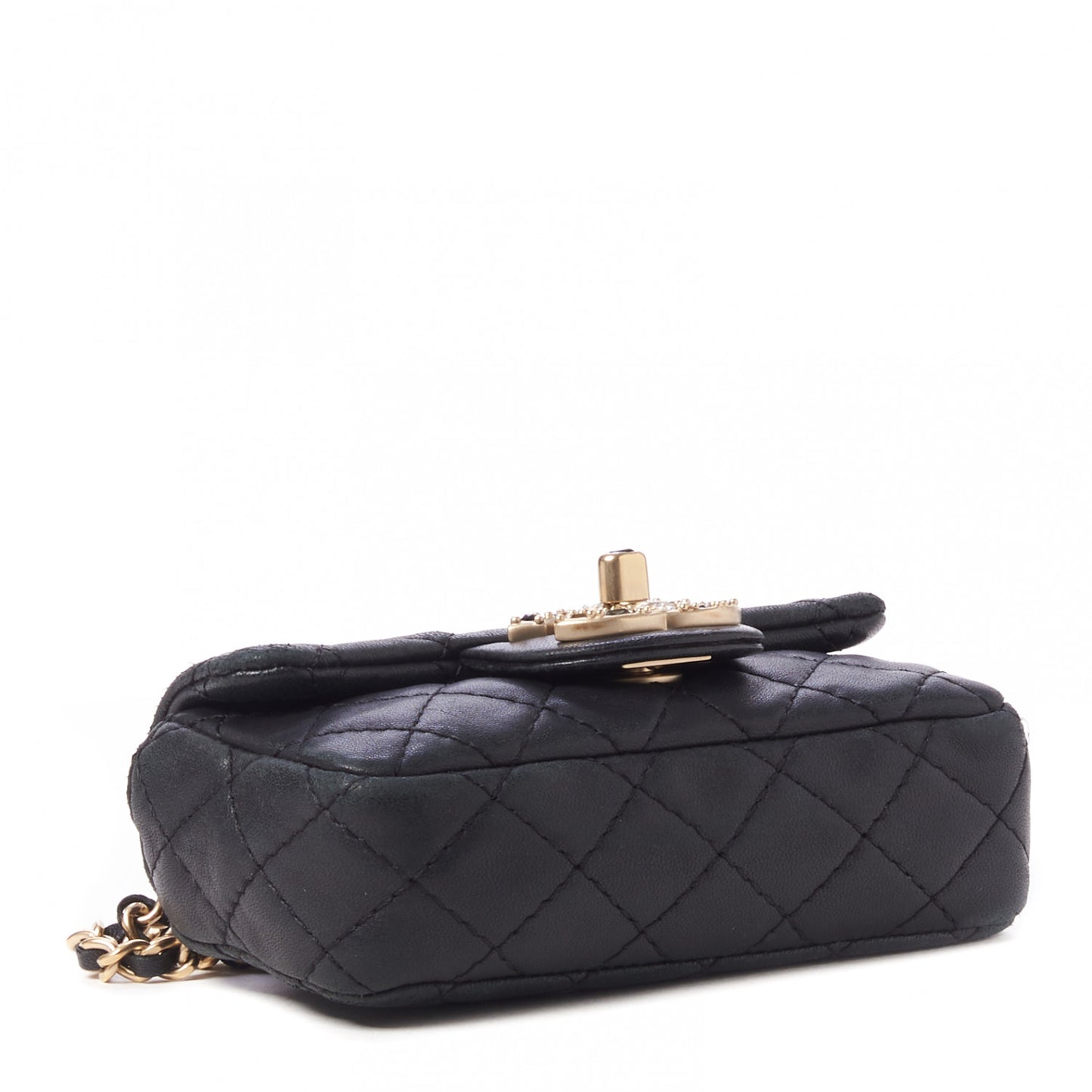 Lambskin Quilted Precious Jewel Extra Mini Flap Black