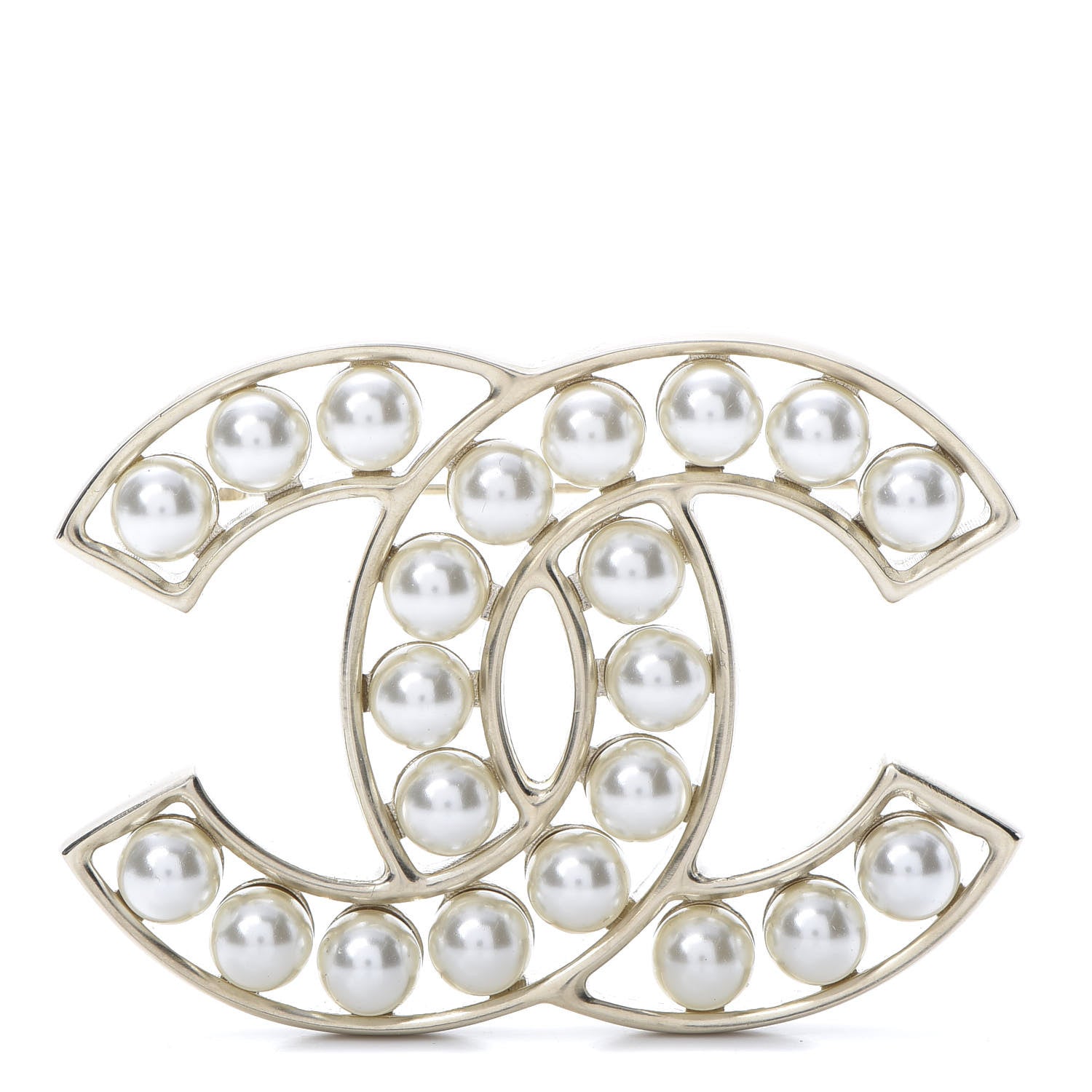 Chanel Pearl CC Brooch Light Gold 1 of 5