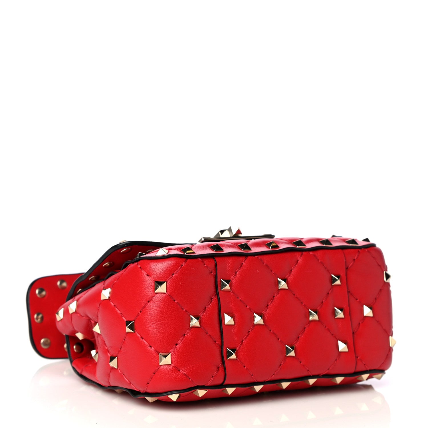 Valentino Garavani Lambskin Micro Rockstud Spike Shoulder Bag Red 3 of 4