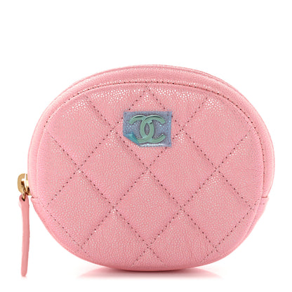 Chanel Iridescent Caviar Quilted Zip Around Classic Coin Purse Rose Pink 1 of 8
