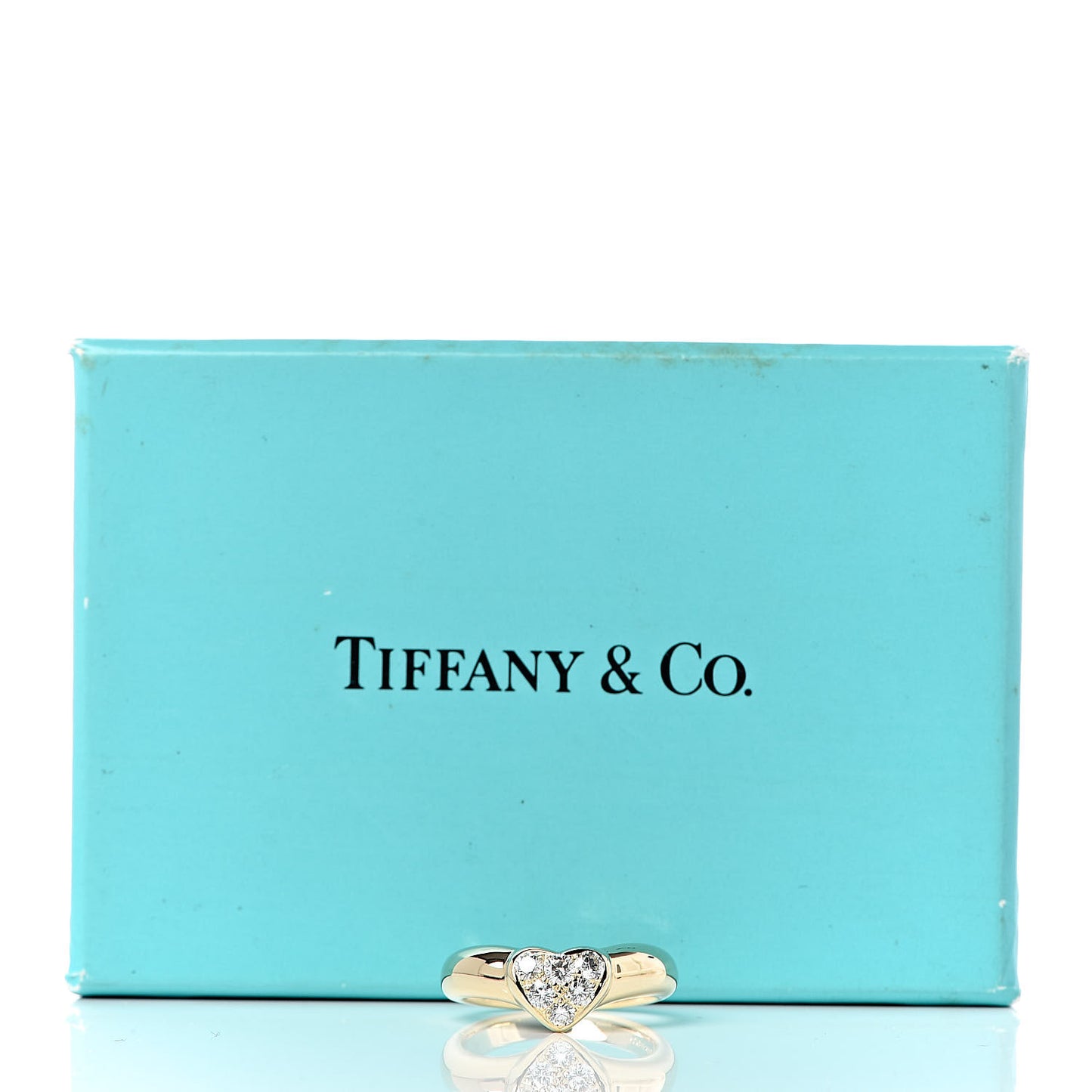 18K Yellow Gold Diamond Heart Band Ring 49 5