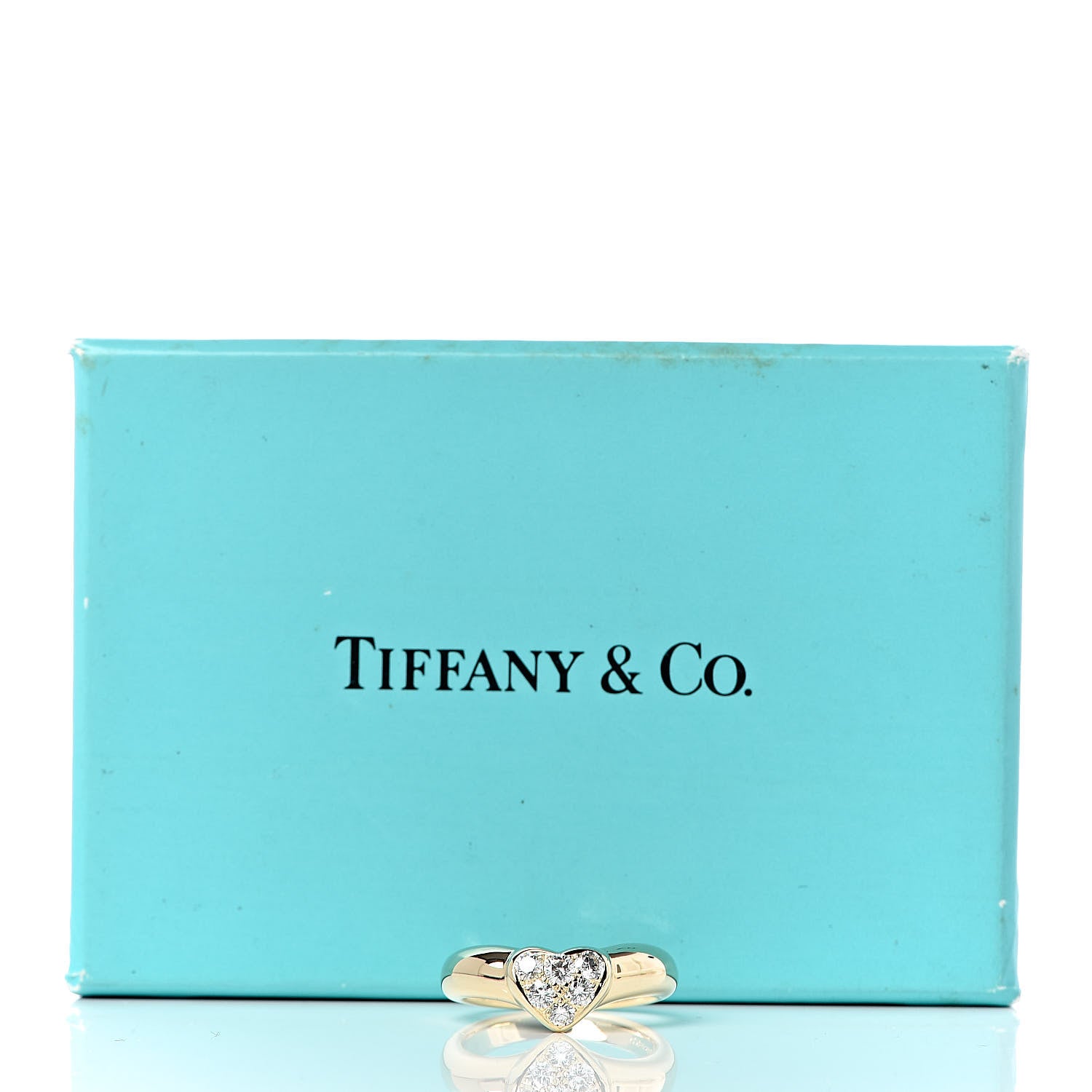 Tiffany 18K Yellow Gold Diamond Heart Band Ring 49 5 7 of 7