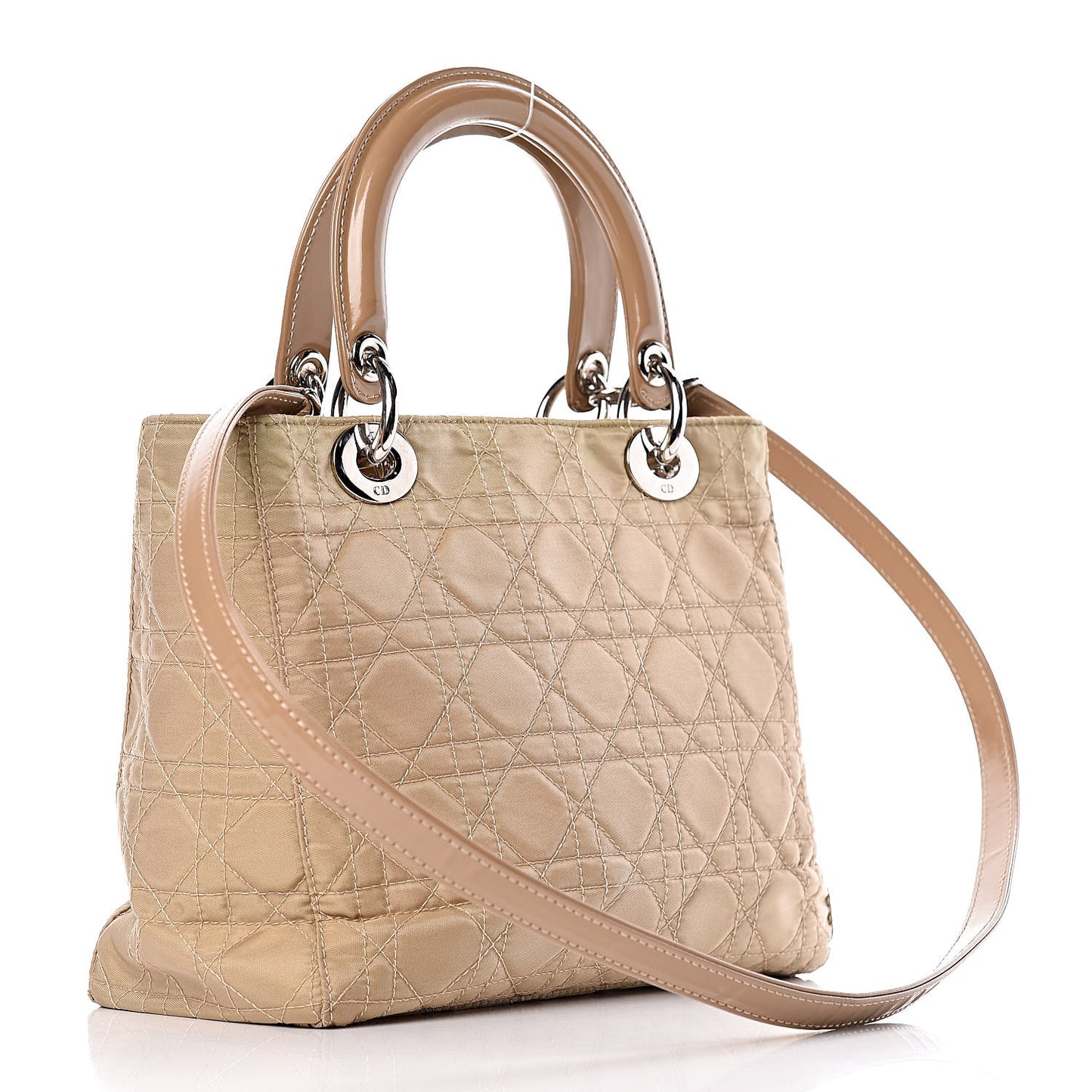 Nylon Cannage Medium Lady Dior Beige