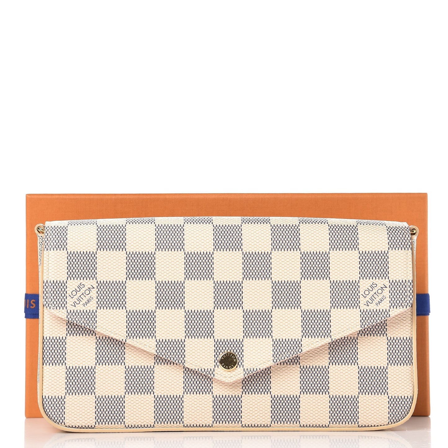 Damier Azur Pochette Felicie Chain Wallet Rose Ballerine