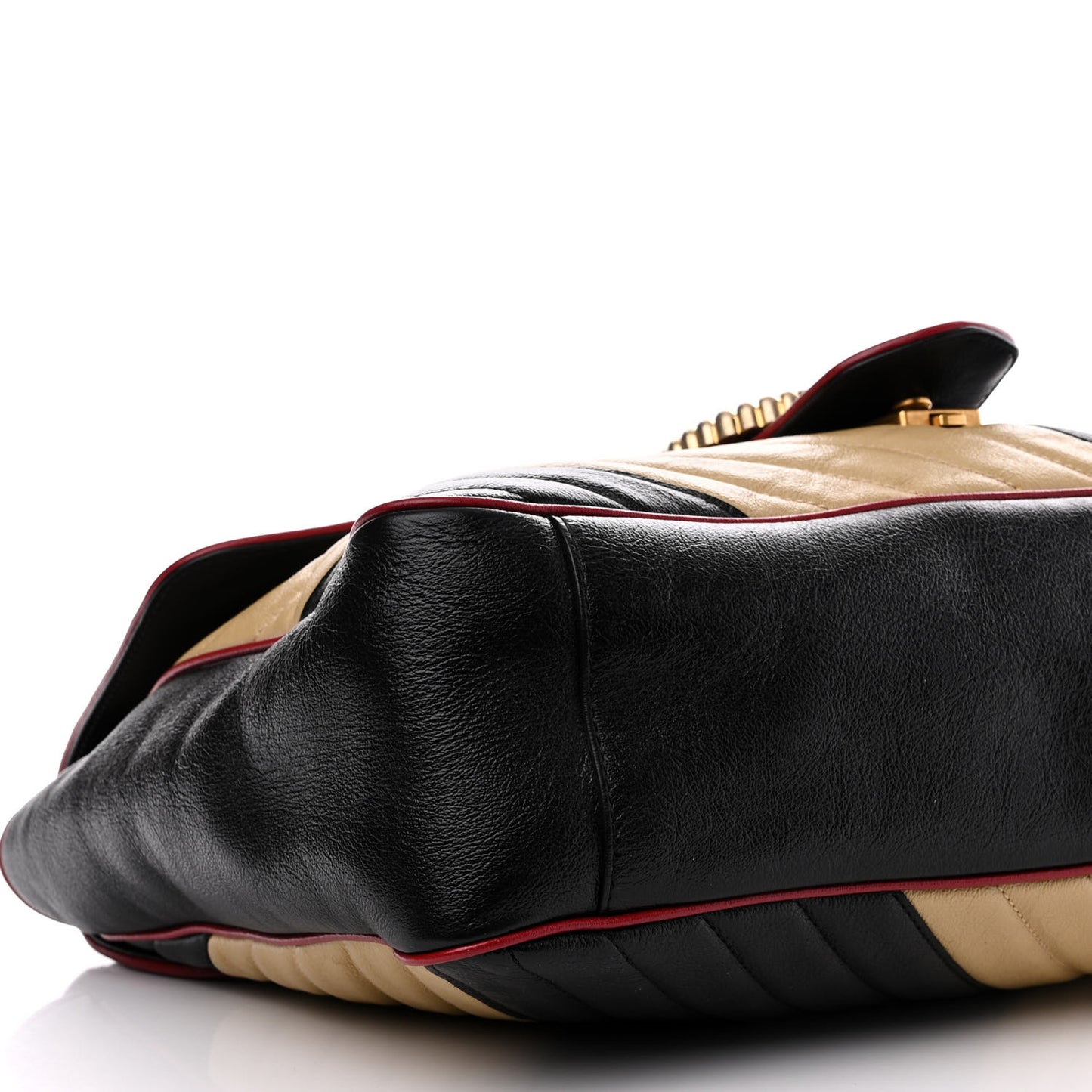 Azalea Calfskin Matelasse Diagonal Patchwork Large Torchon GG Marmont Shoulder Bag Black Beige Romantic Cerise