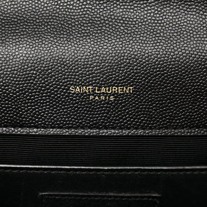 Saint Laurent Grain De Poudre Textured Mixed Matelasse Triquilt Medium Monogram Satchel Black 7 of 11