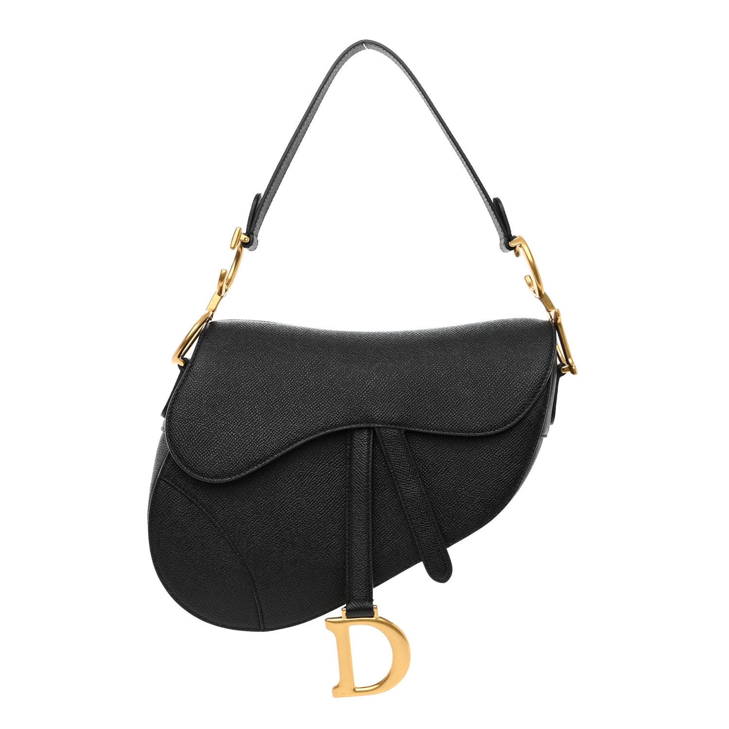 Grained Calfskin Saddle Bag Black