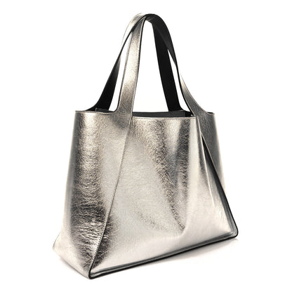 Stella McCartney Metallic Eco Alter Nappa East West Perforated Tote Silver 4 of 12