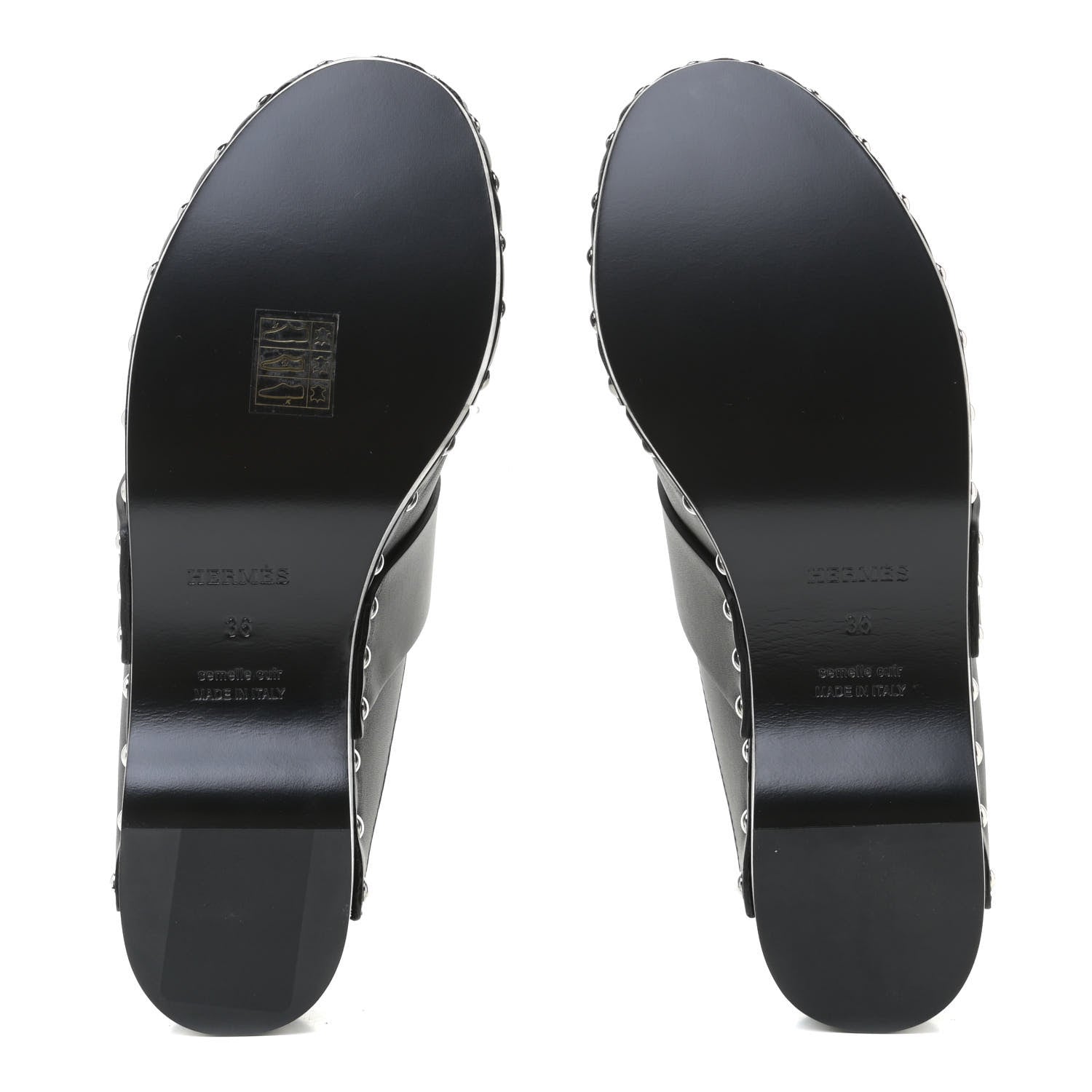 Hermes Calfskin Calya Mules 36 Black 6 of 10