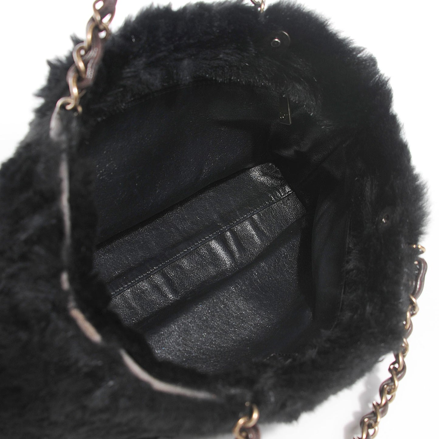 Rabbit Fur Shoulder Bag Black