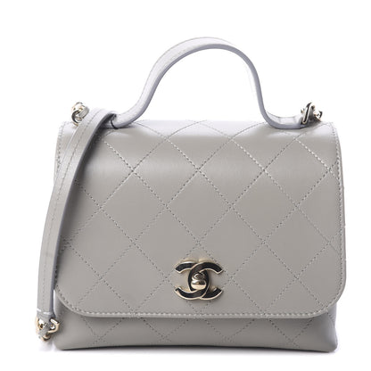 Chanel Calfskin Quilted Small Double Pocket Top Handle Flap Grey 1 of 10