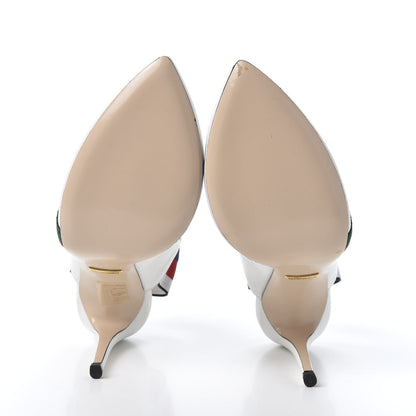 Gucci Malaga Kid Web Sylvie High Heel Slingback Pumps 36 White 6 of 13