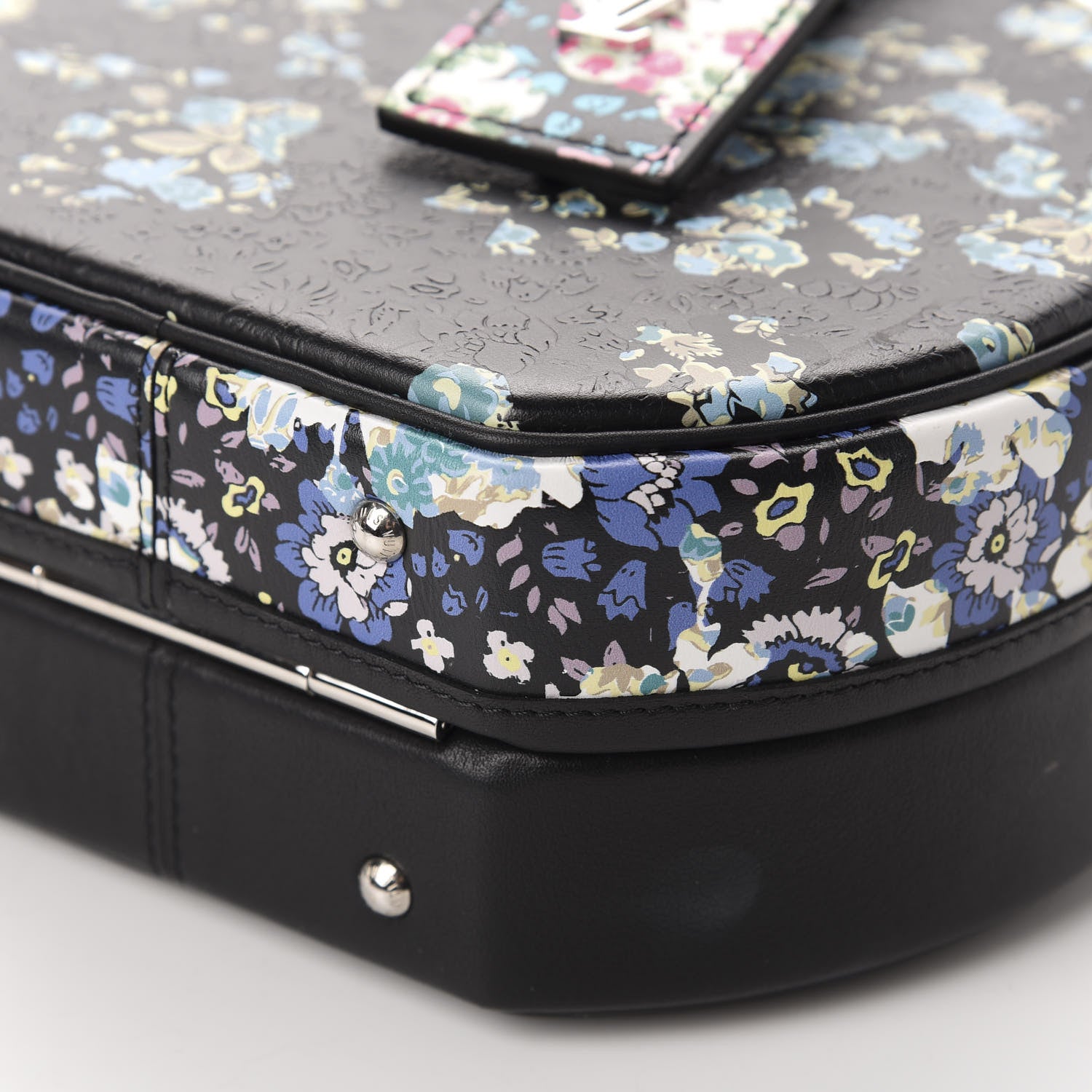 Louis Vuitton Calfskin Floral Print Petite Boite Chapeau Black 7 of 11