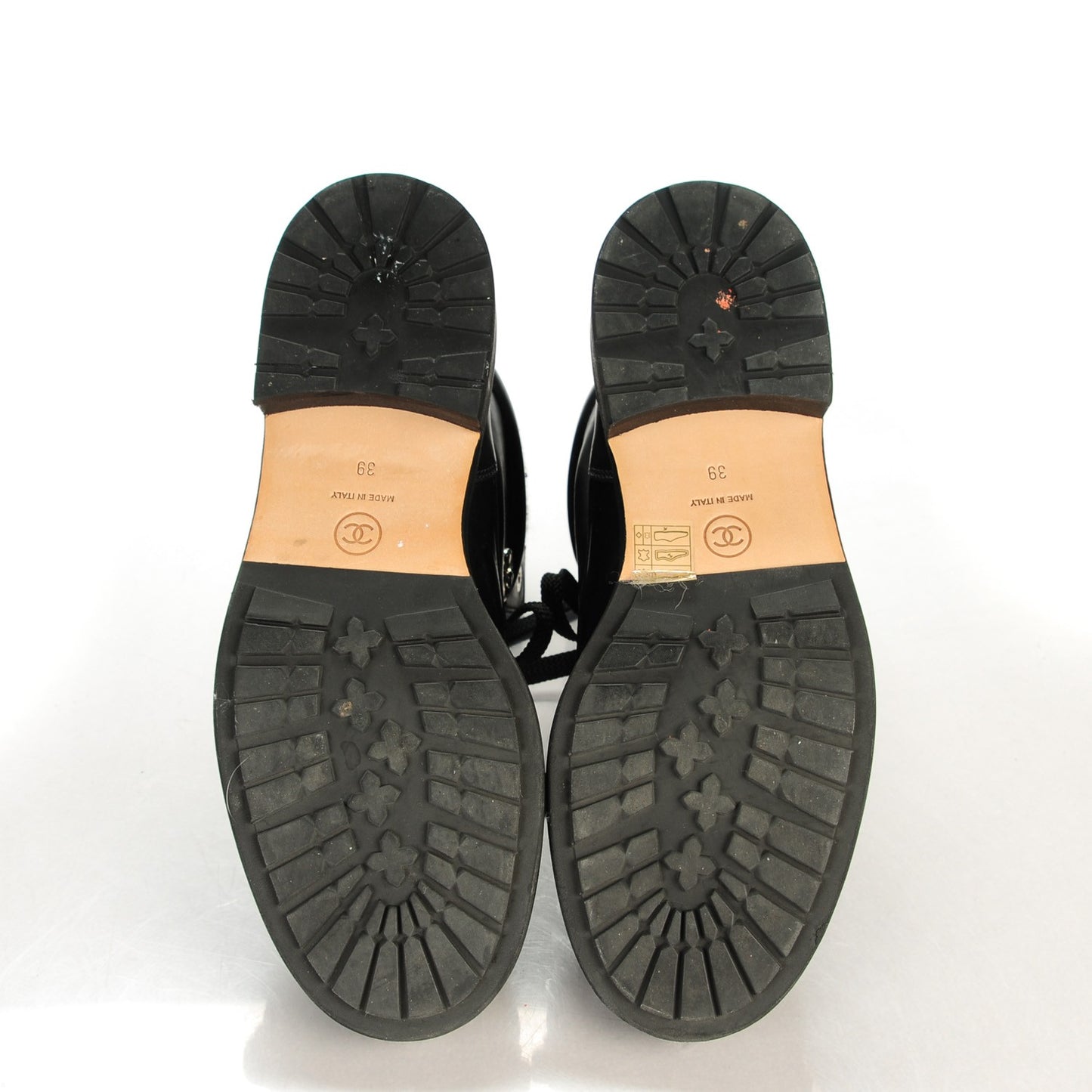 Calfskin Wool Combat Boots 39 Black