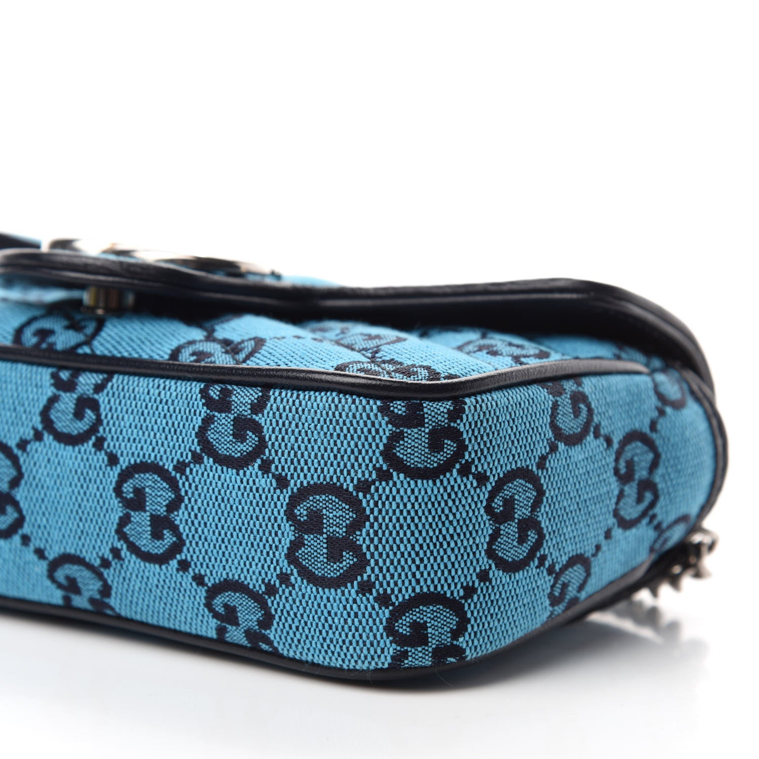 Gucci Monogram Multicolor Matelasse Diagonal Super Mini GG Marmont Shoulder Bag Light Blue 7 of 12