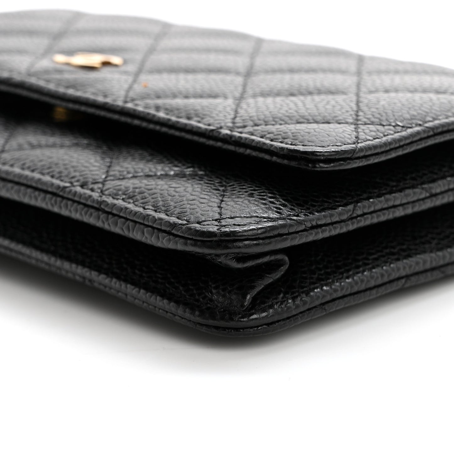 Caviar Quilted Wallet on Chain WOC Black