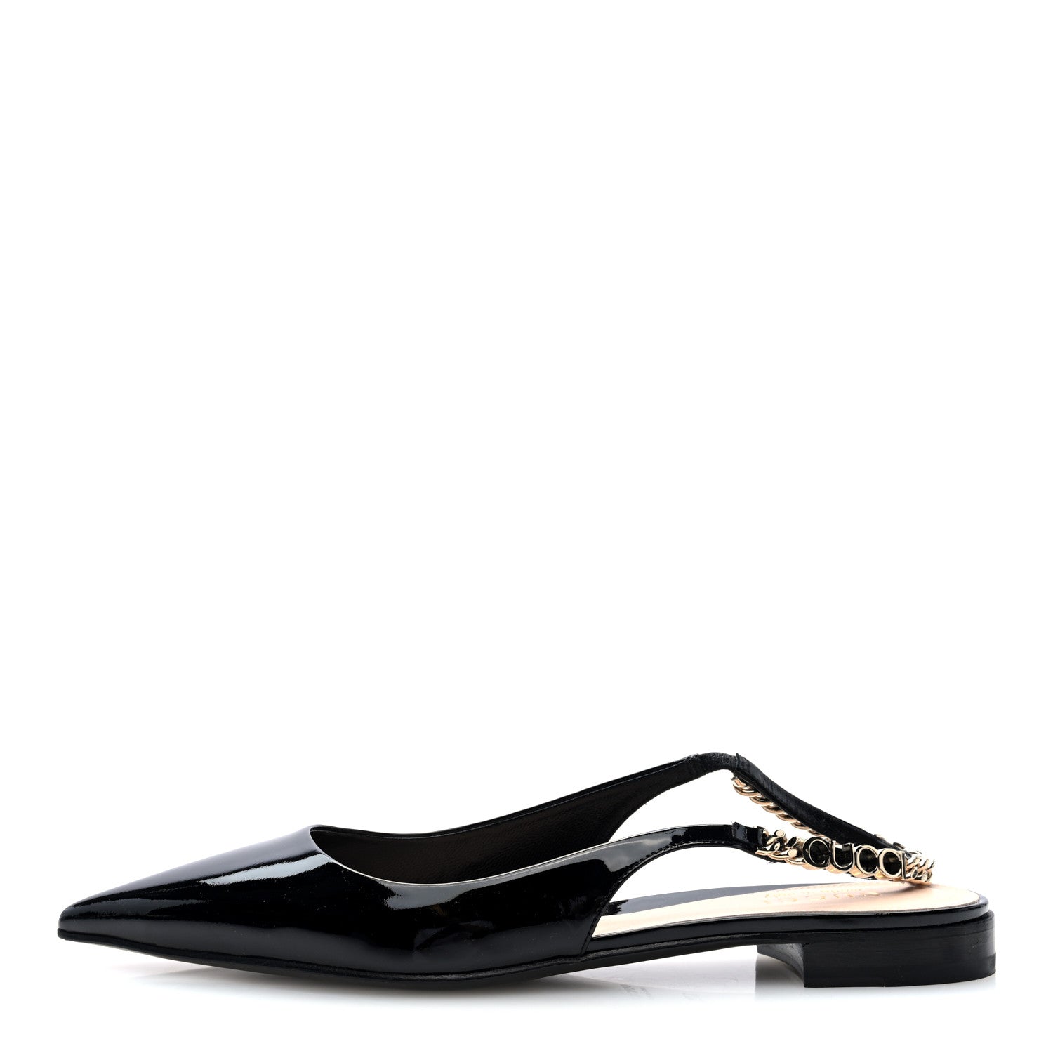 Gucci Patent Signoria Ballet Slingback Ballet Flat 37.5 Black 1 of 10