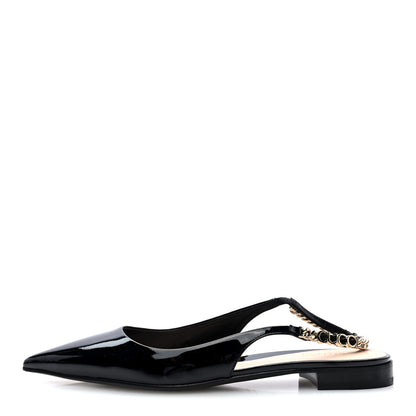 Gucci Patent Signoria Ballet Slingback Ballet Flat 37.5 Black 1 of 10