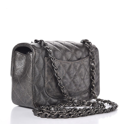 Chanel Metallic Caviar Quilted Mini Rectangular Flap Dark Grey 3 of 7