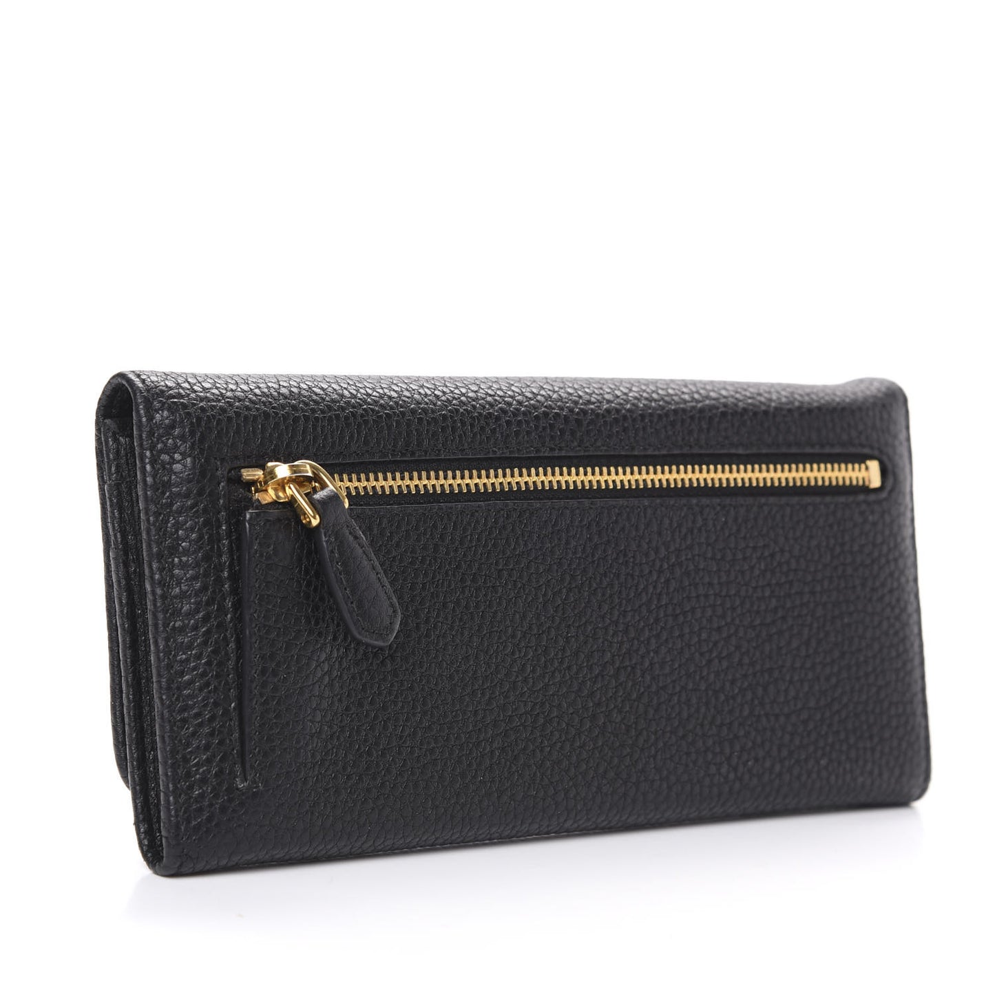 Vitello Daino Continental Flap Wallet Black
