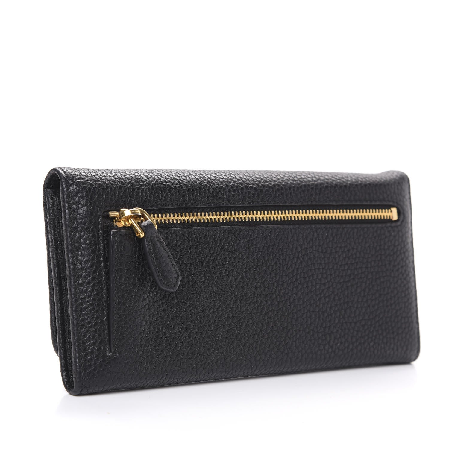 Prada Vitello Daino Continental Flap Wallet Black 2 of 7