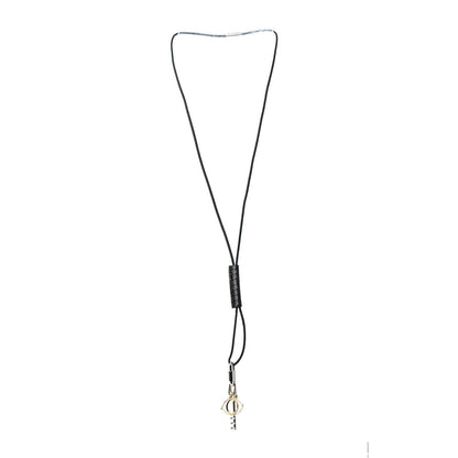 Hermes Palladium Permabrass Shiny Crocodile Curiosite Charm Pendant Necklace Black 3 of 5