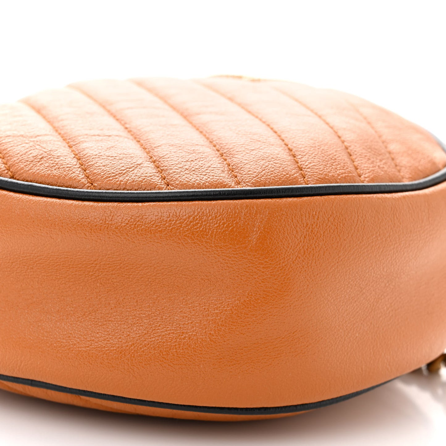 Azalea Calfskin Matelasse Diagonal Mini Torchon GG Marmont Round Shoulder Bag Cognac Black