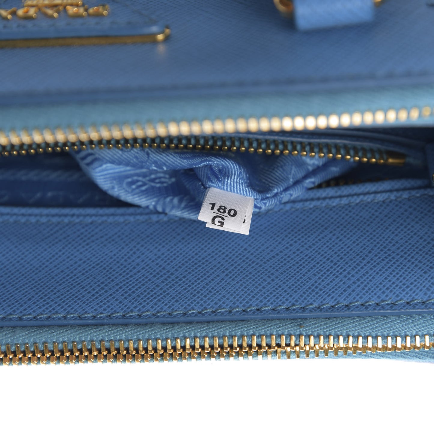 Saffiano Mini Galleria Double Zip Tote Celeste