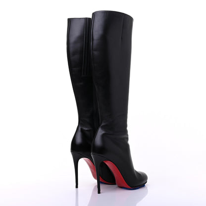 Christian Louboutin Calfskin Bourge 100 Tall Boots 37.5 Black 4 of 14