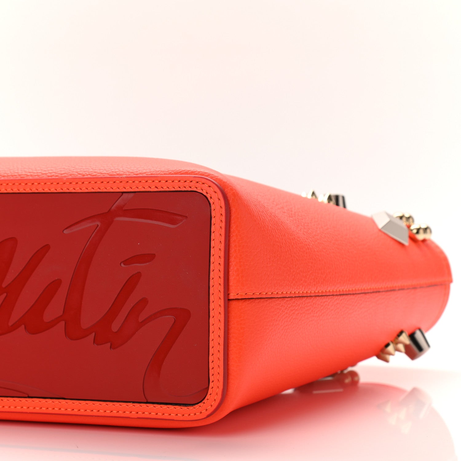 Christian Louboutin Calfskin Empire Spike Studded East West Cabata Tote Orange 11 of 11