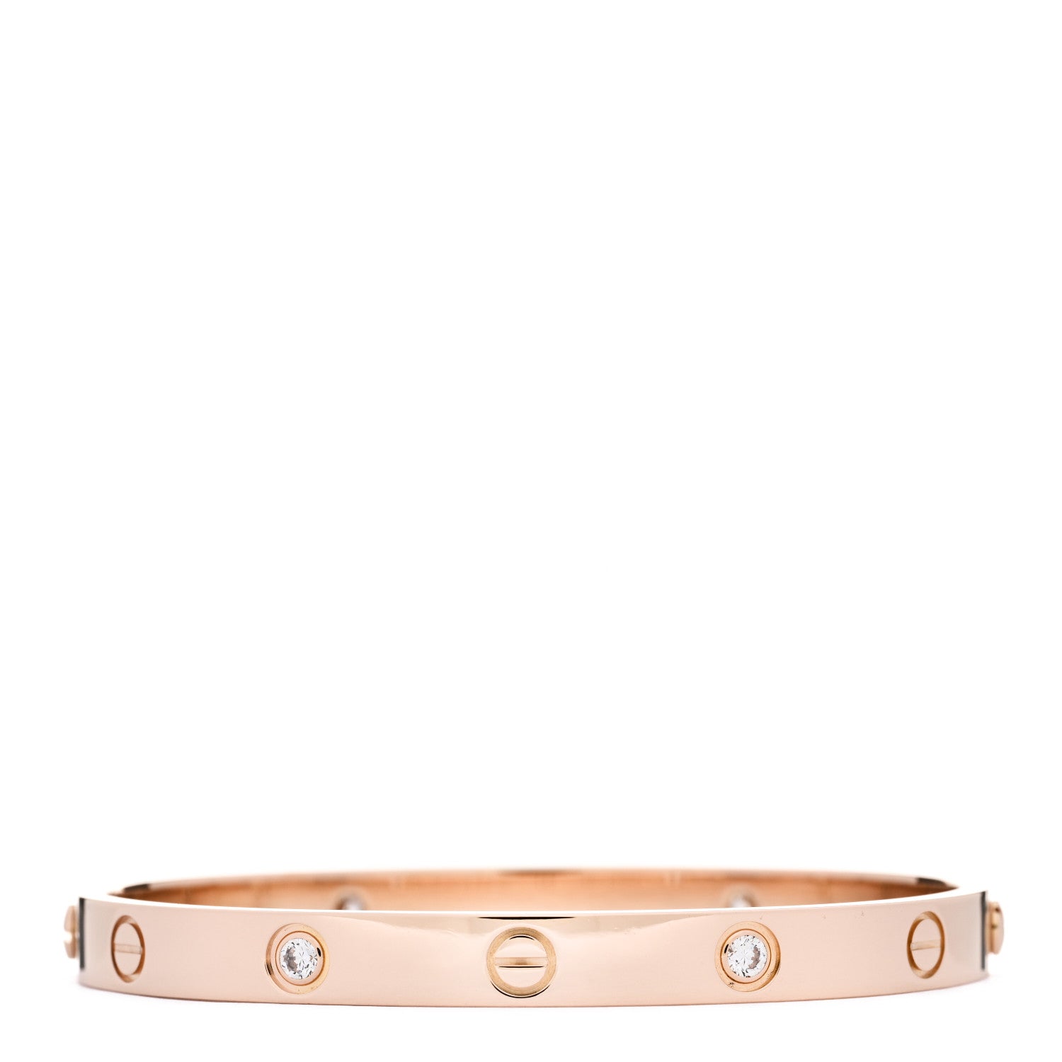 Cartier 18K Pink Gold 4 Diamond LOVE Bracelet 17 2 of 5