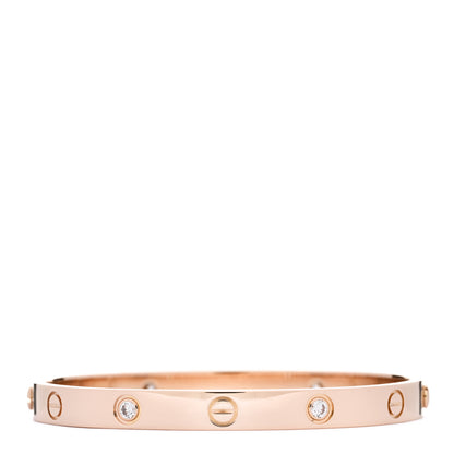Cartier 18K Pink Gold 4 Diamond LOVE Bracelet 17 2 of 5