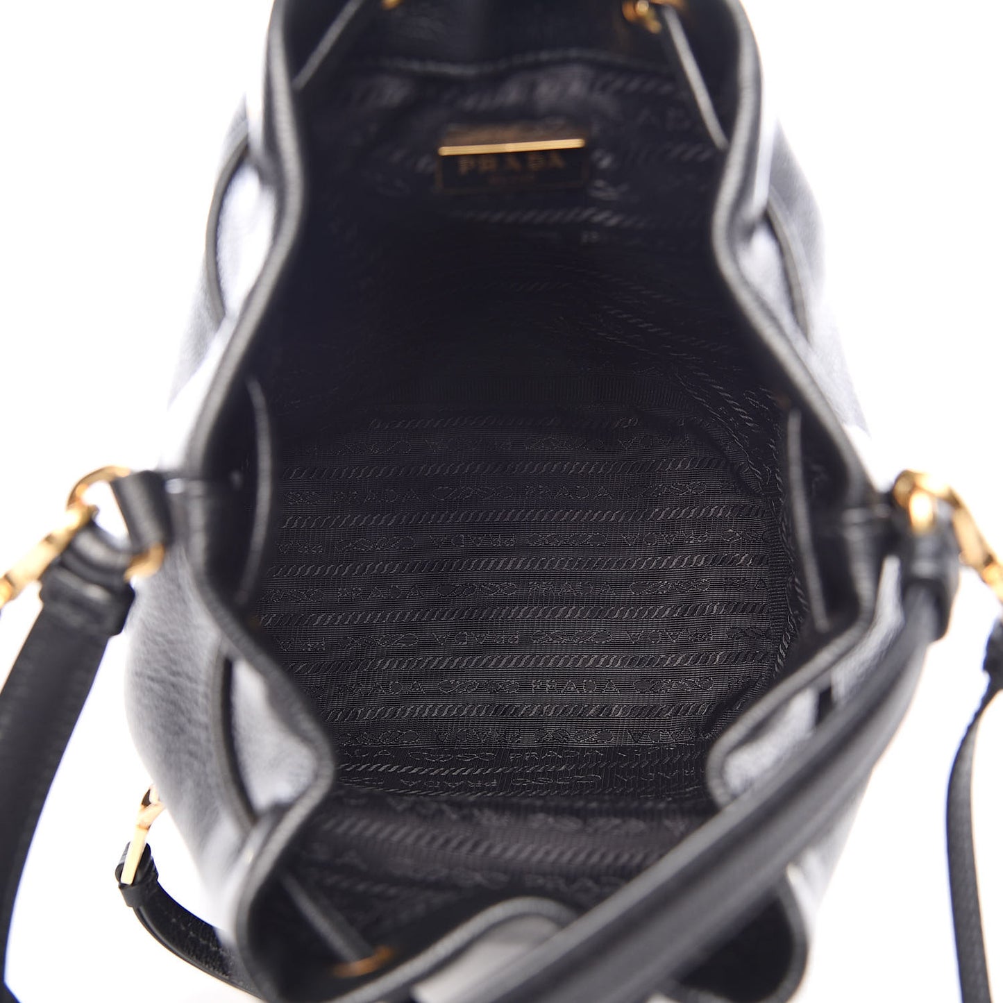 Glace Calfskin Embossed Bucket Bag Black