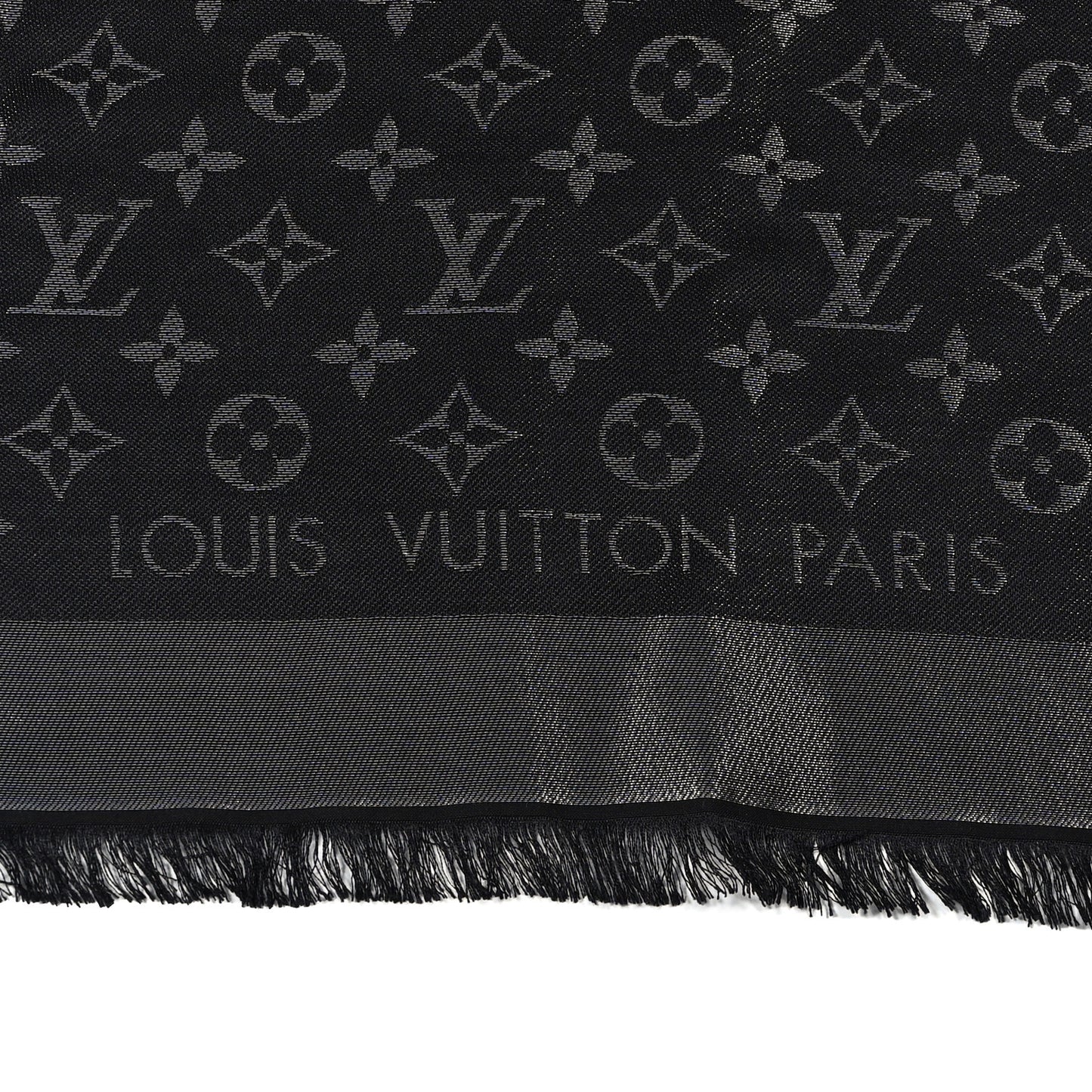Silk Lurex Wool Monogram Shine Shawl Black