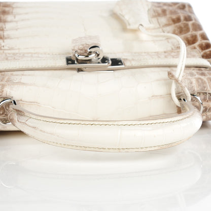 Hermes Matte Niloticus Crocodile Himalaya Kelly Retourne 25 White 15 of 32