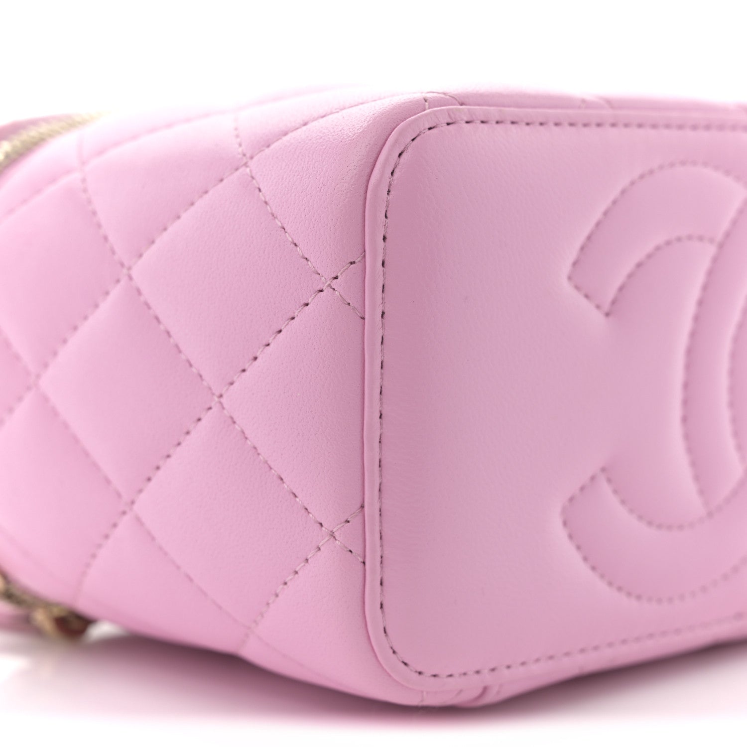 Chanel Lambskin Quilted Small Top Handle Vanity Case With Chain Lilac Light Green 9 of 14