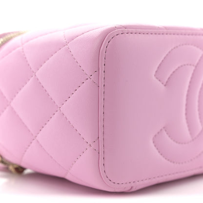 Chanel Lambskin Quilted Small Top Handle Vanity Case With Chain Lilac Light Green 9 of 14