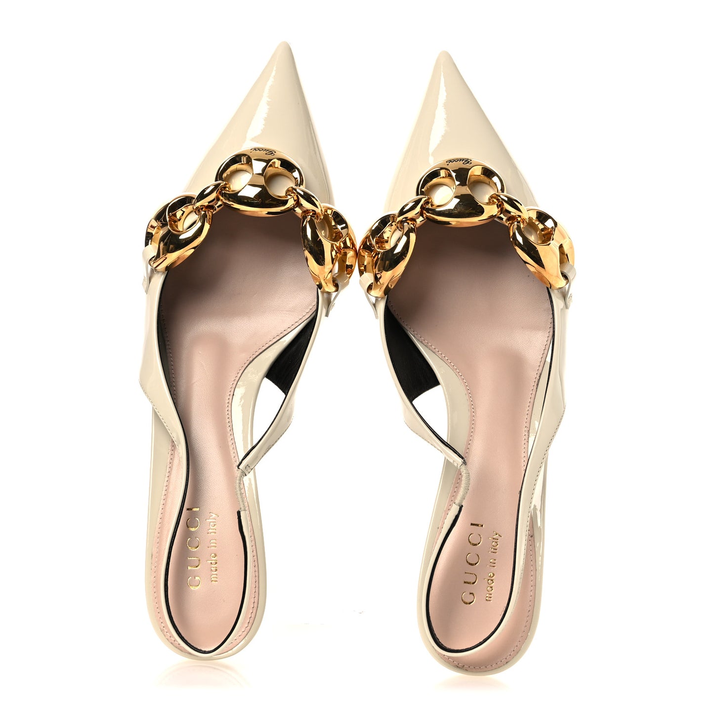 Vernice Crystal Nappa Charlotte Marina Slingback Pumps 39 New Ivoir